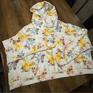 Disney Parks Cropped Floral Sweatshirt w/ Minnie Mouse and Flowers Size XL